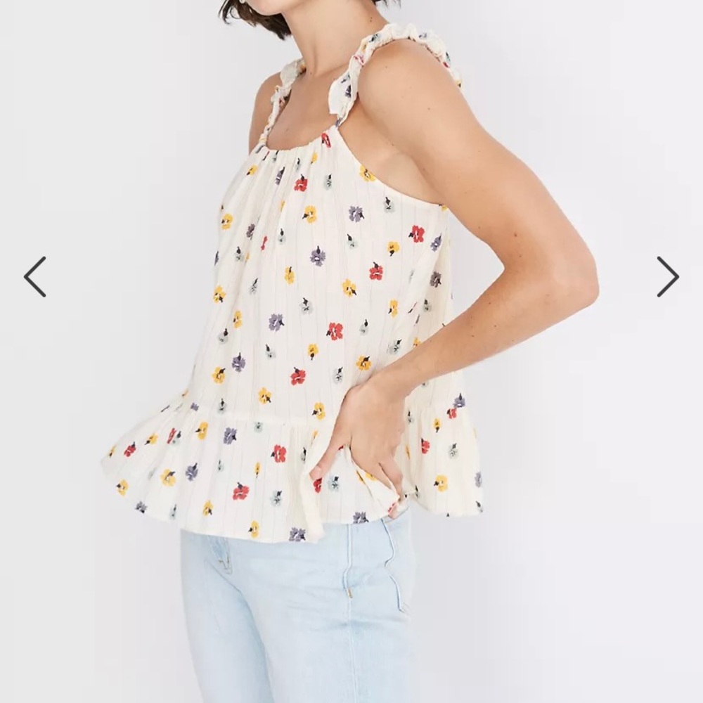 Madewell Ruffle-strap Cami top in metallic floral